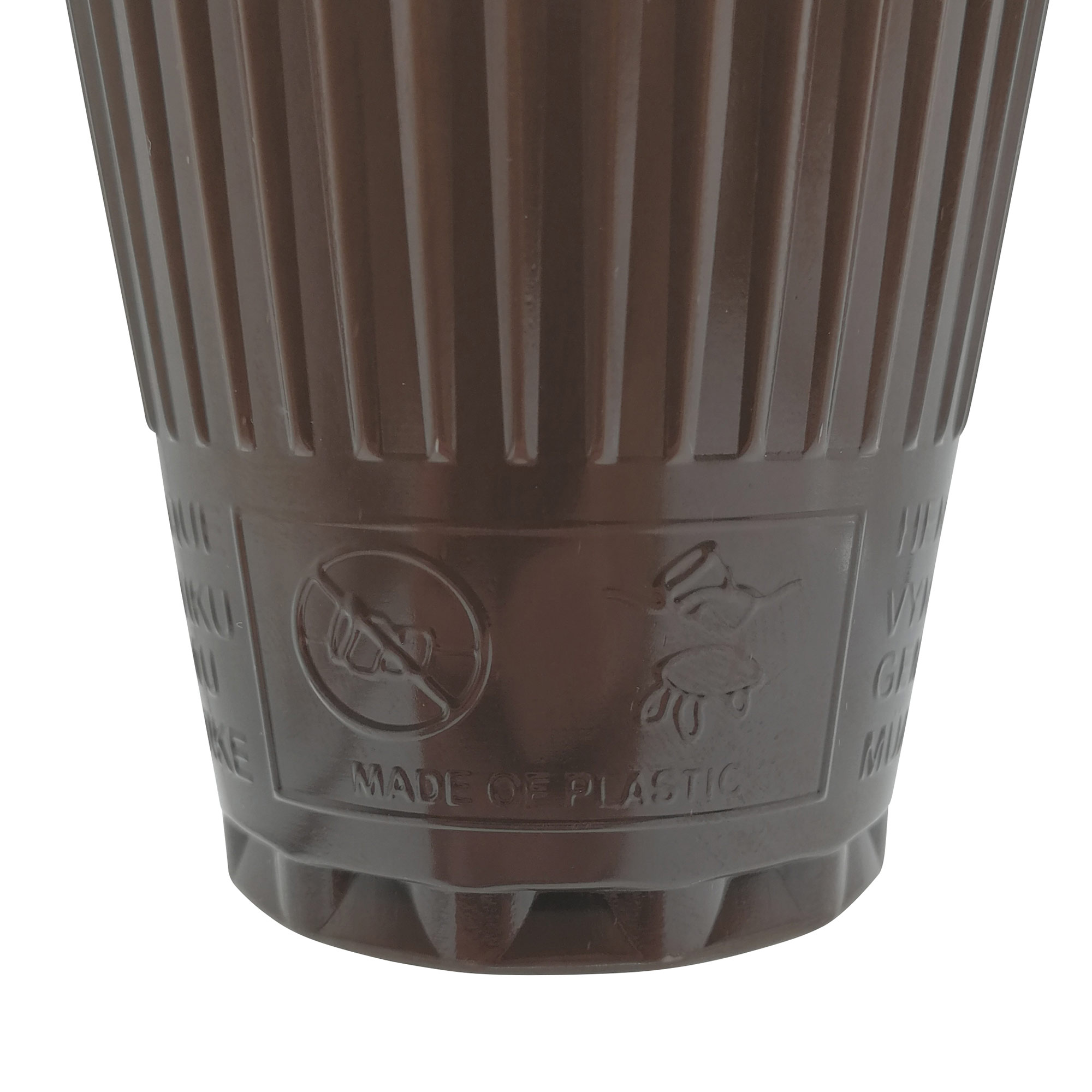 Vending plastic cup - 180 - brown - lengthways fluted – Hämmerle Kaffee GmbH